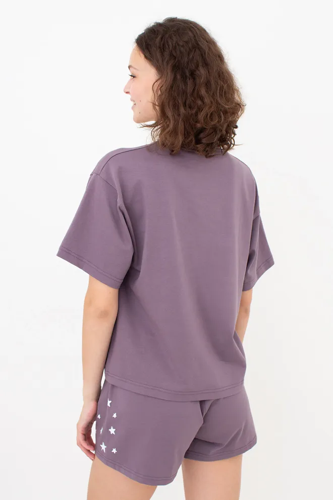 Хлопковая пижама с шортами LUNAR REVERIE 6129/010 Giulia (muted mauve/print), фиолетовый