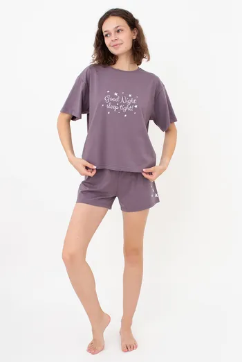 Хлопковая пижама с шортами LUNAR REVERIE 6129/010 Giulia (muted mauve/print), фиолетовый