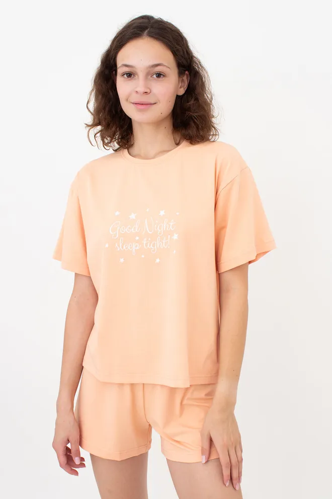 Хлопковая пижама с шортами LUNAR REVERIE 6129/010 Giulia (peach/print), оранжевый