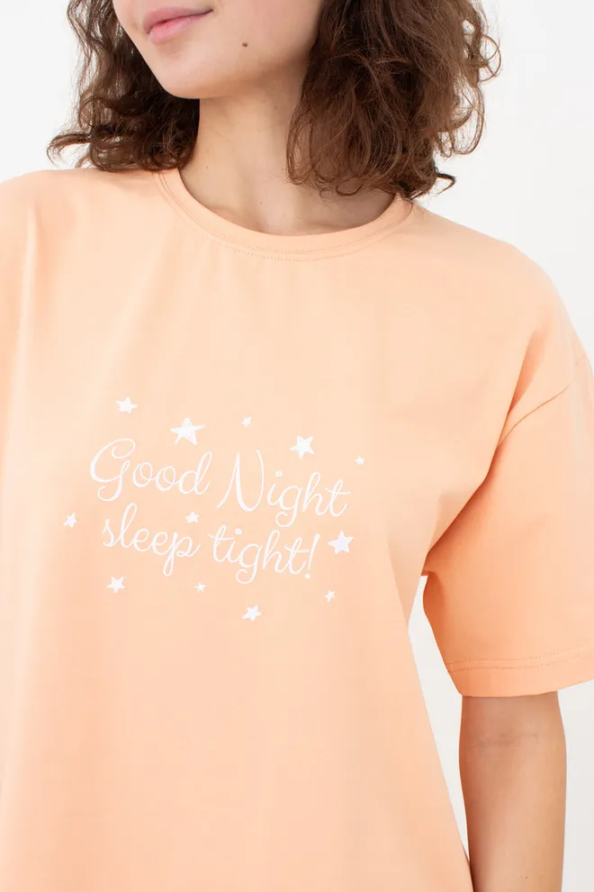 Хлопковая пижама с шортами LUNAR REVERIE 6129/010 Giulia (peach/print), оранжевый