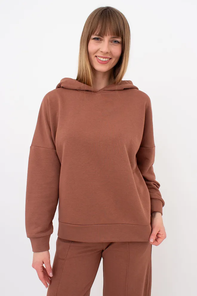 Хлопковое женское худи STREET STYLE 4424/160 Giulia (cappuccino), коричневый