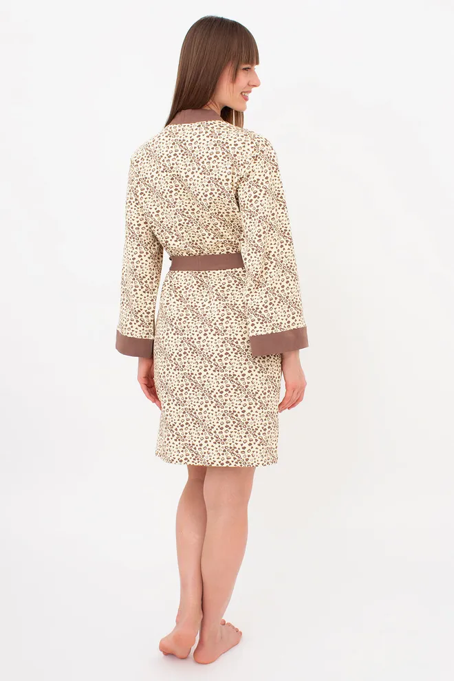 Хлопковый халат в сердечках WHISPER HEARTS 7234/010 Giulia (pale yellow/brown hearts), желтый