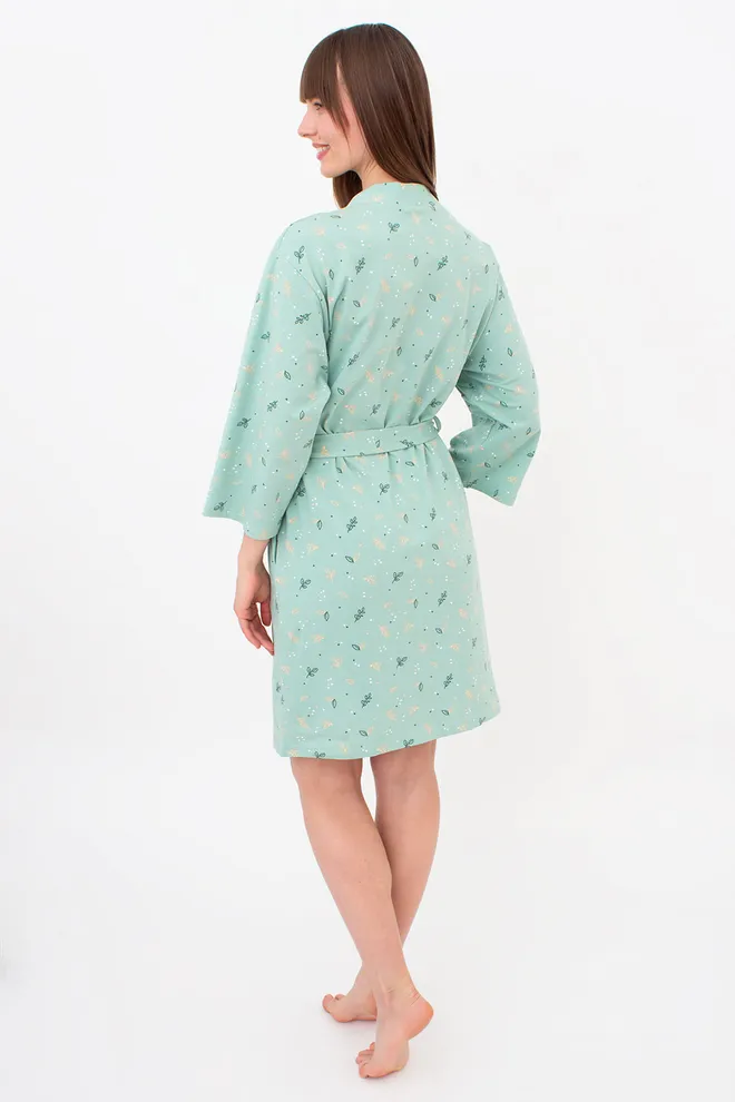 Хлопковый халат с поясом SERENE GREENS 7235/010 Giulia (muted mint), зеленый