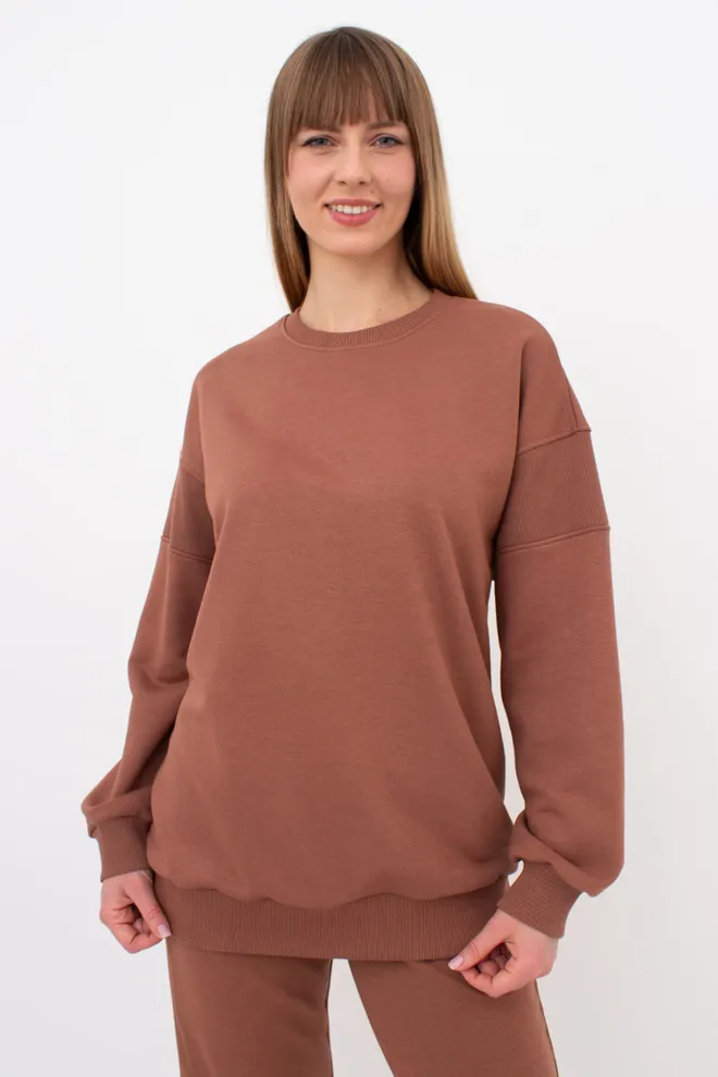 Свитшот с фактурными вставками на рукавах STREET STYLE 4423/160 Giulia (cappuccino), коричневый