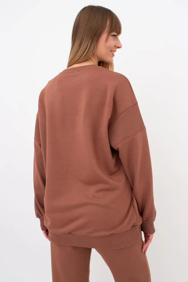 Свитшот с фактурными вставками на рукавах STREET STYLE 4423/160 Giulia (cappuccino), коричневый