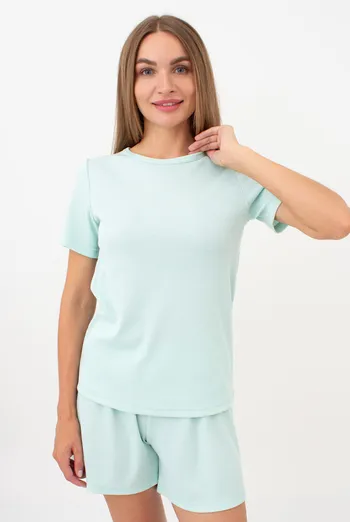 Футболка женская в рубчик RIB 4804/010 Giulia (fresh mint), зелёный Футболка женская в рубчик RIB 4804/010 Giulia (fresh mint), зелёный