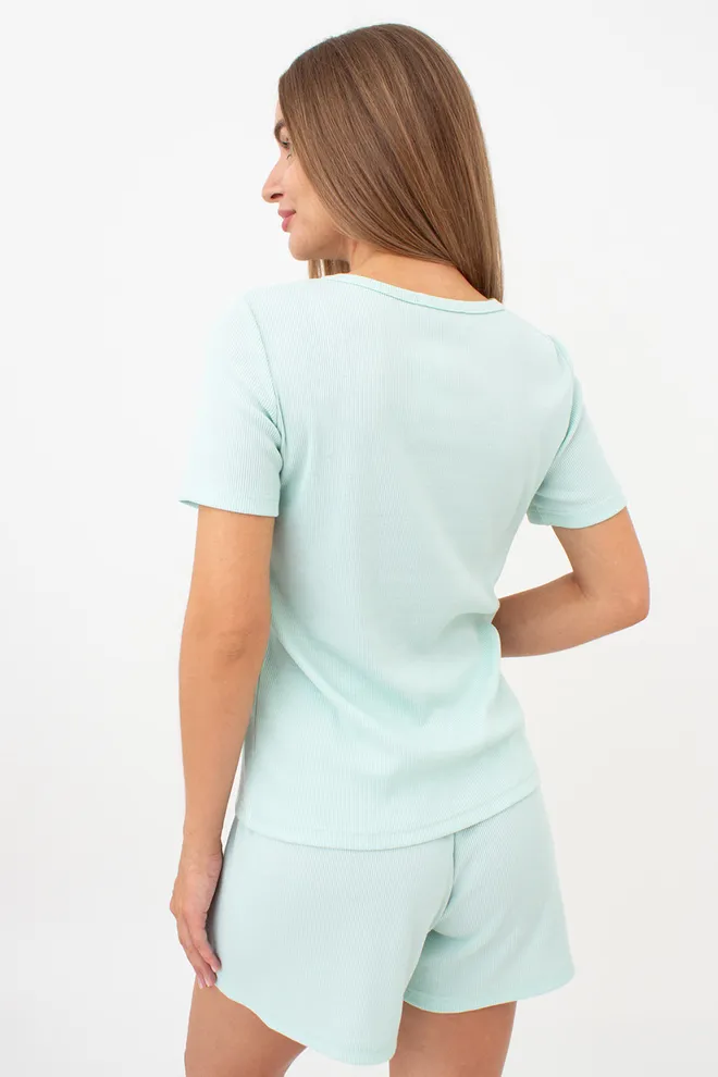 Футболка женская в рубчик RIB 4804/010 Giulia (fresh mint), зелёный