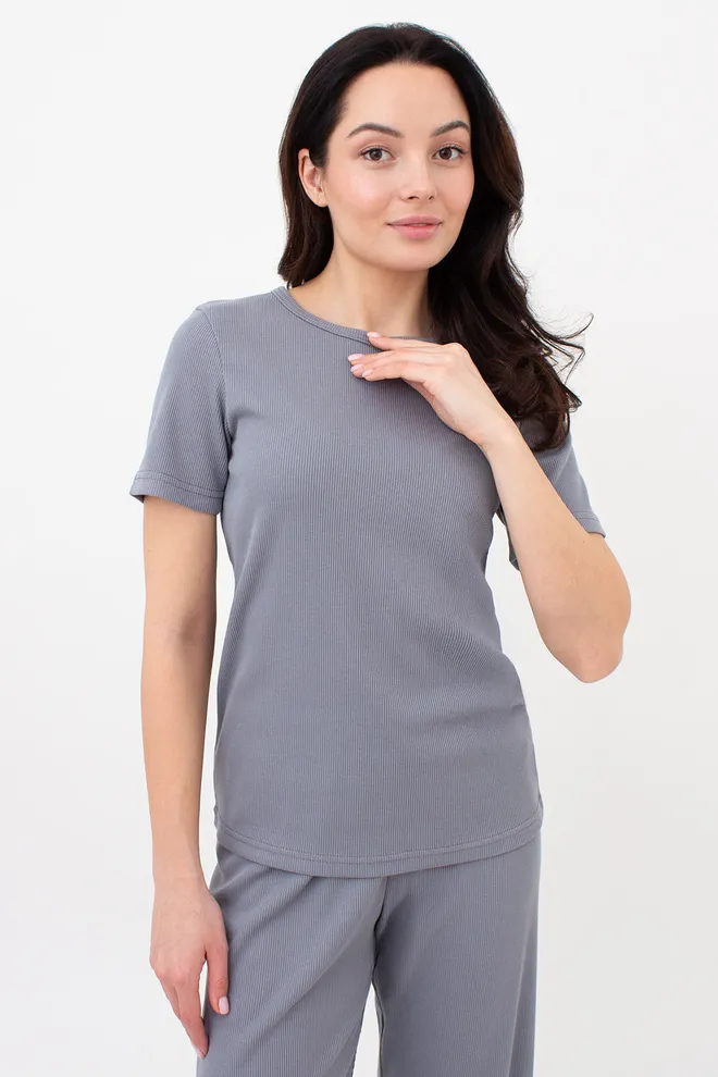 Футболка женская в рубчик RIB 4804/010 Giulia (grey), серый