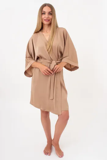 Халат из жатого шелка CREME FOLD 7205/050 Giulia (creamy beige), бежевый Халат из жатого шелка CREME FOLD 7205/050 Giulia (creamy beige), бежевый