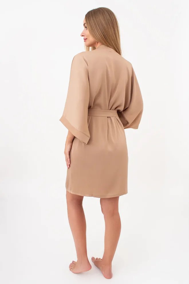 Халат из жатого шелка CREME FOLD 7205/050 Giulia (creamy beige), бежевый