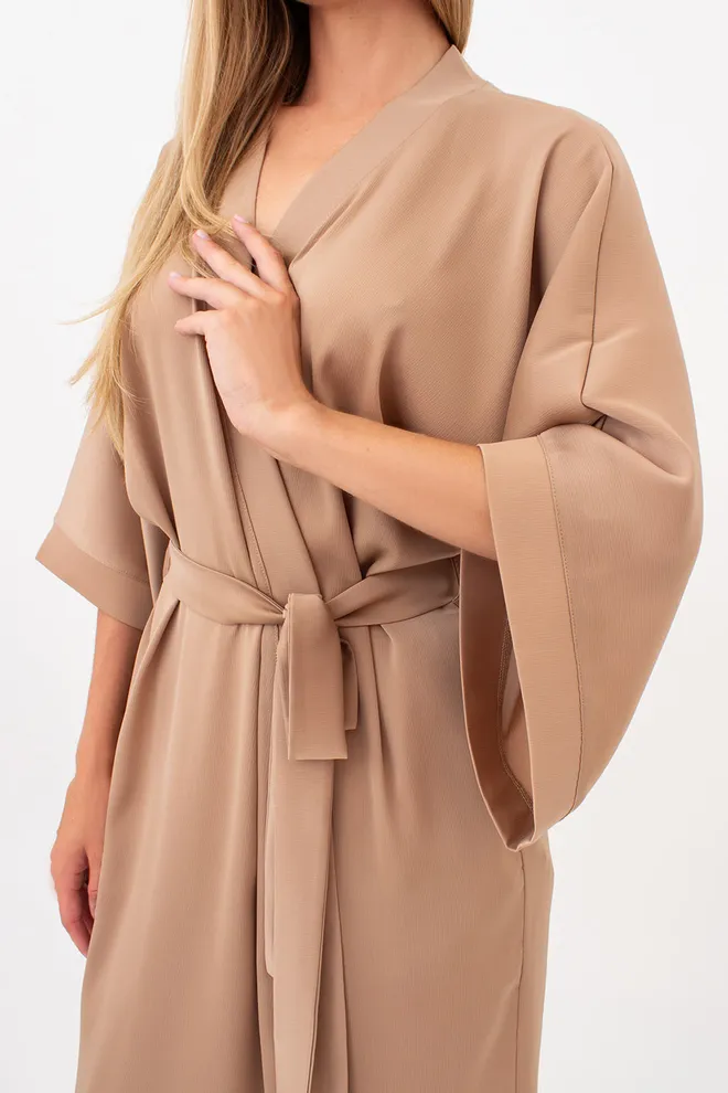 Халат из жатого шелка CREME FOLD 7205/050 Giulia (creamy beige), бежевый