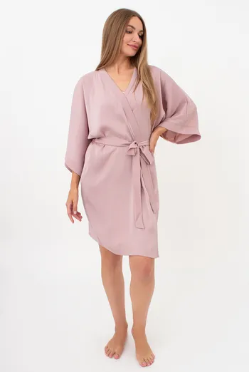 Халат из жатого шелка CREME FOLD 7205/050 Giulia (soft rose), розовый Халат из жатого шелка CREME FOLD 7205/050 Giulia (soft rose), розовый