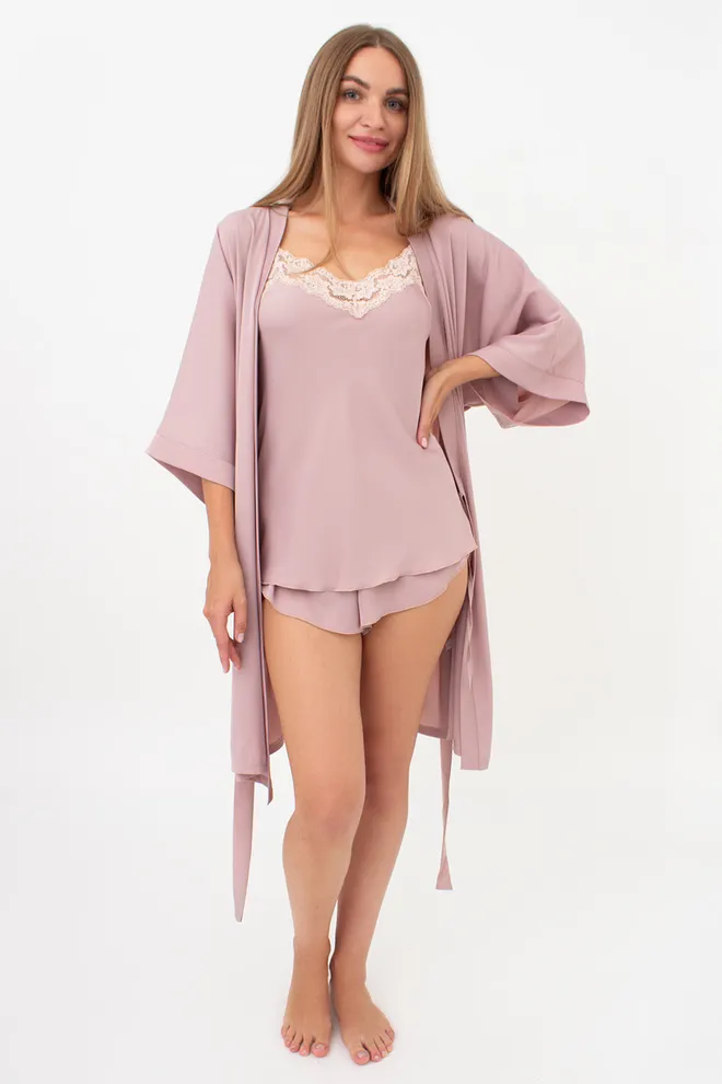Халат из жатого шелка CREME FOLD 7205/050 Giulia (soft rose), розовый