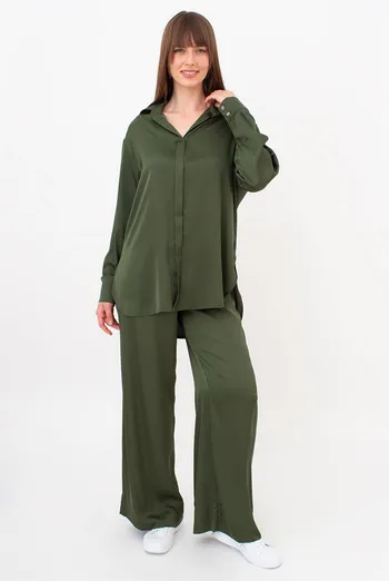 Комплект из шелка (блуза и брюки) HELENA 5901/050 Giulia (forest green), зеленый Комплект из шелка (блуза и брюки) HELENA 5901/050 Giulia (forest green), зеленый