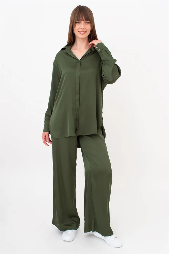 Комплект из шелка (блуза и брюки) HELENA 5901/050 Giulia (forest green), зеленый