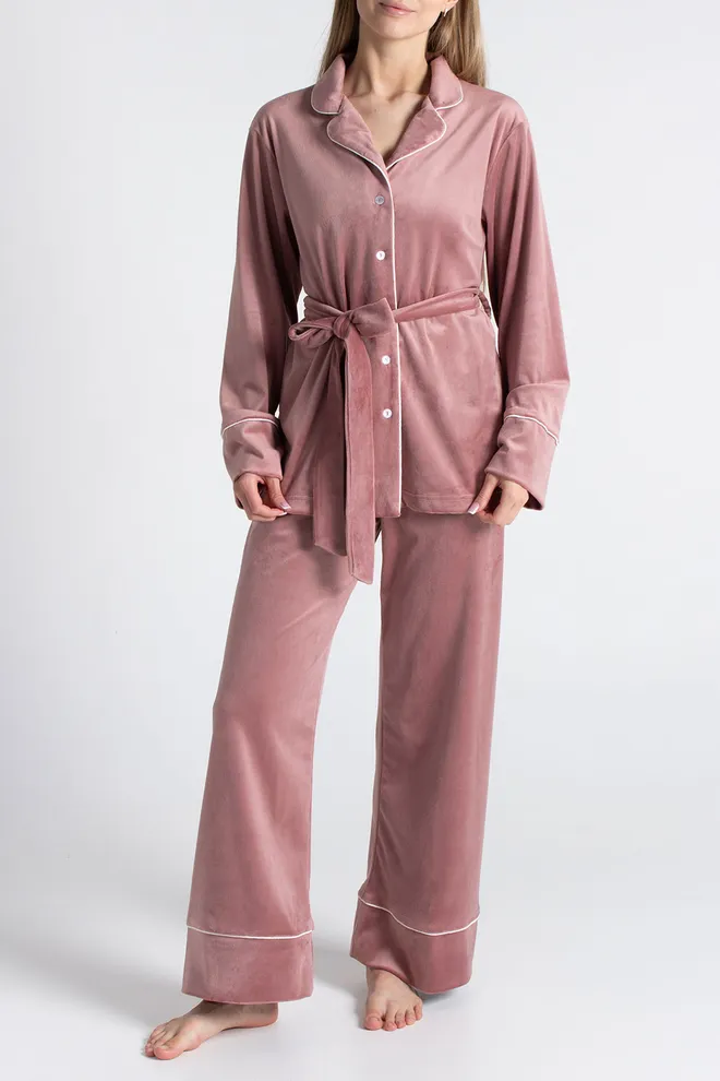 Комплект штаны и кофта на пуговицах с поясом SOFT WINTER 5509/080 Giulia (dusty rose), розовый