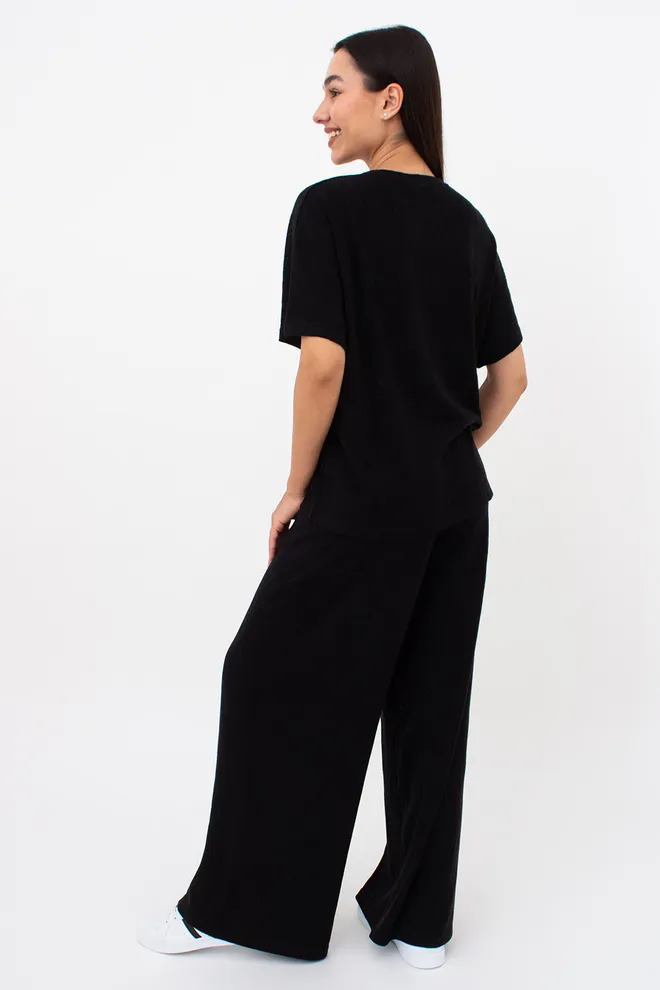 Комплект из ангоры футболка и штаны палаццо LIGHT ESSENCE 5122/250 Giulia (black), черный