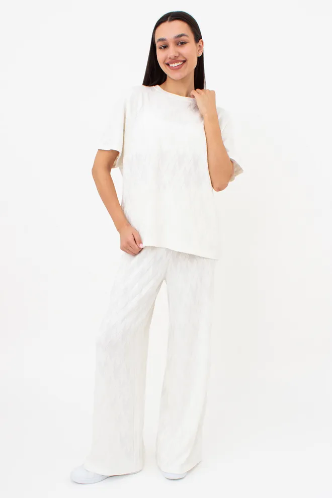 Комплект из ангоры футболка и штаны палаццо LIGHT ESSENCE 5122/250 Giulia (milk), белый