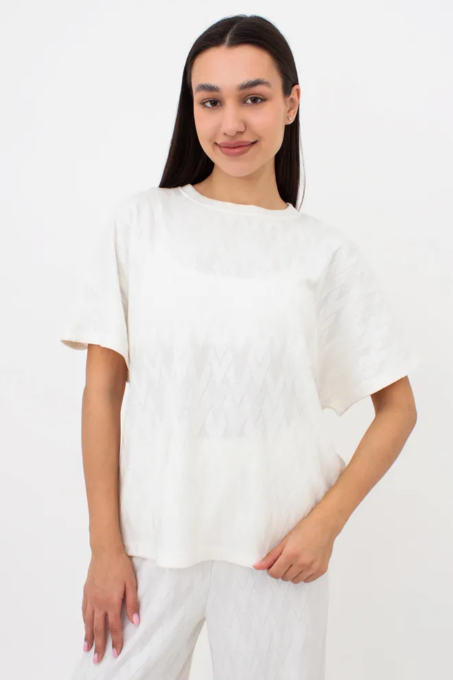 Комплект из ангоры футболка и штаны палаццо LIGHT ESSENCE 5122/250 Giulia (milk), белый