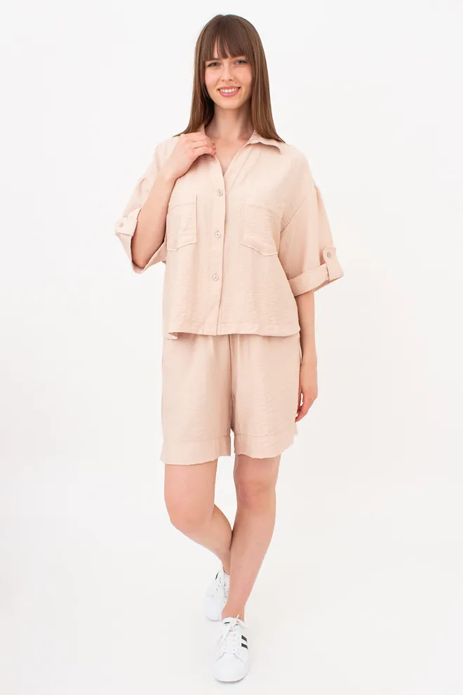 Комплект из жатого льна (рубашка и шорты) VOYAGE 6601/220 Giulia (beige), бежевый