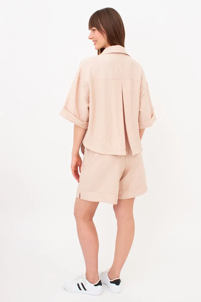 Комплект из жатого льна (рубашка и шорты) VOYAGE 6601/220 Giulia (beige), бежевый