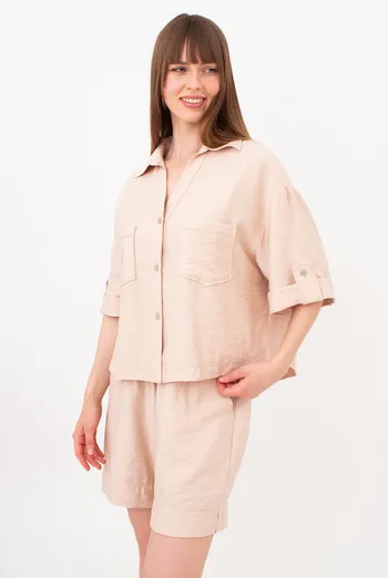 Комплект из жатого льна (рубашка и шорты) VOYAGE 6601/220 Giulia (beige), бежевый
