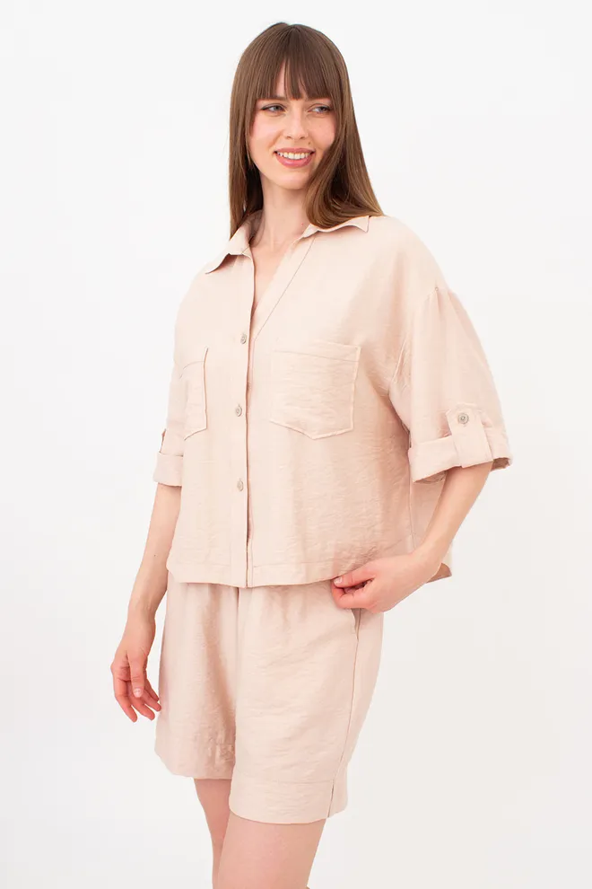 Комплект из жатого льна (рубашка и шорты) VOYAGE 6601/220 Giulia (beige), бежевый