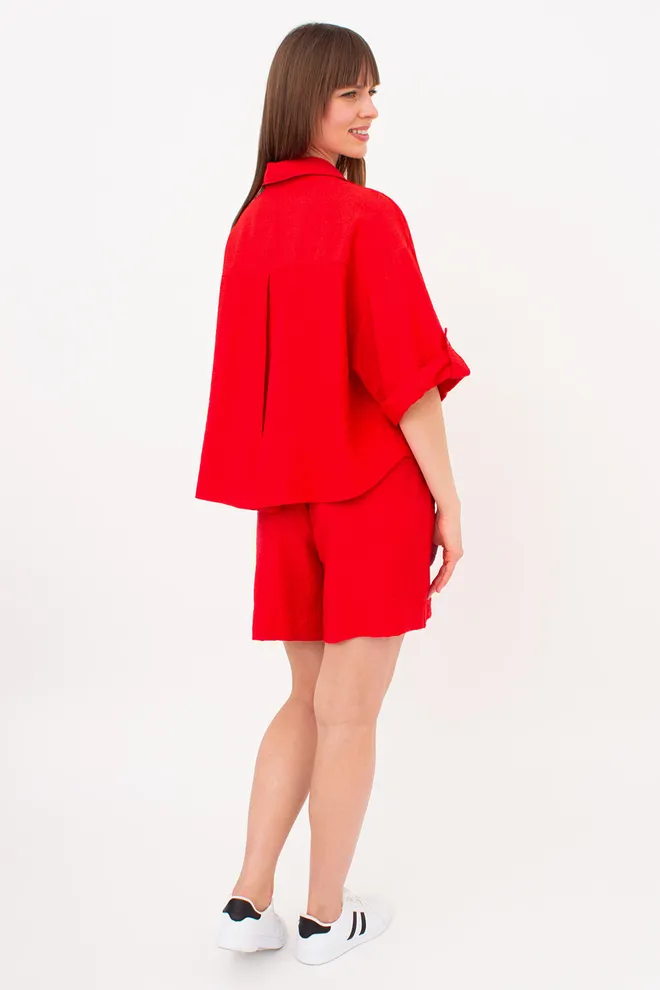 Комплект из жатого льна (рубашка и шорты) VOYAGE 6601/220 Giulia (red), красный