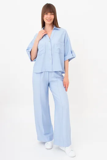 Комплект из жатого льна (рубашка и брюки) VOYAGE 5401/220 Giulia (light blue), голубой Комплект из жатого льна (рубашка и брюки) VOYAGE 5401/220 Giulia (light blue), голубой