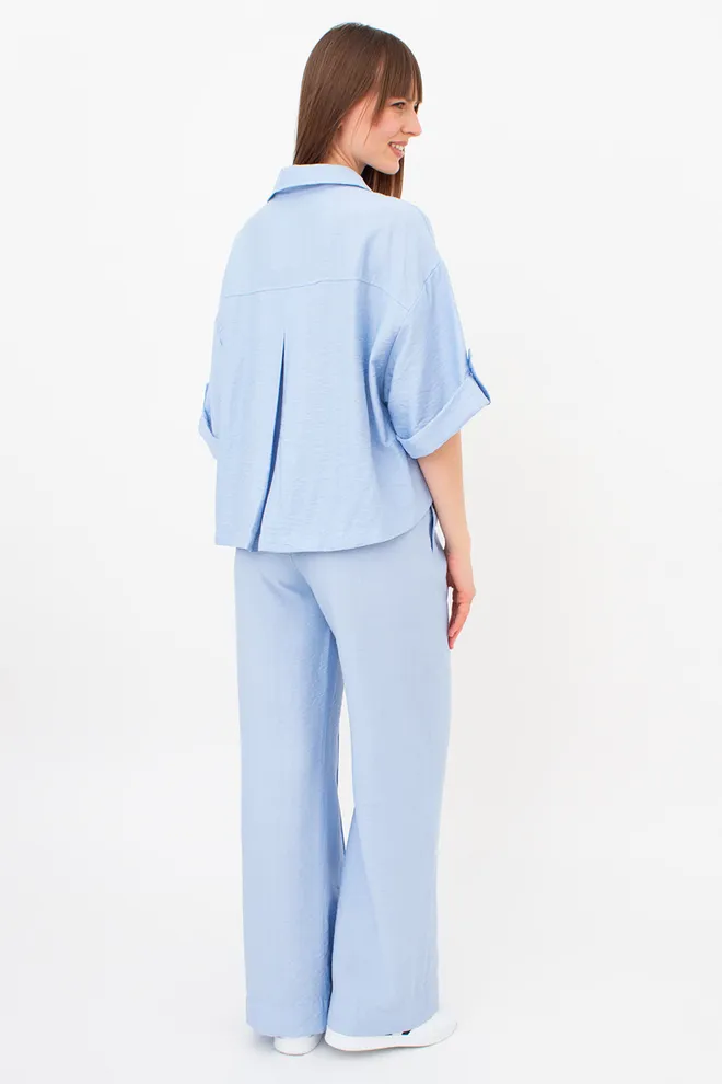 Комплект из жатого льна (рубашка и брюки) VOYAGE 5401/220 Giulia (light blue), голубой