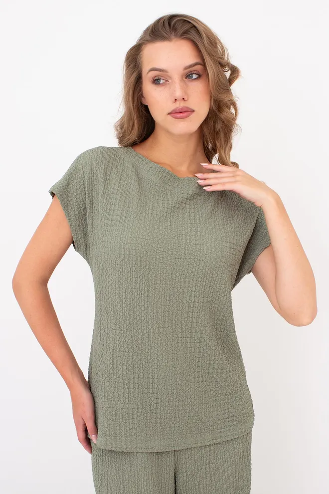 Комплект из жатой ткани (футболка и штаны) WHISPERED FOLDS 5123/260 Giulia (mint green), зелёный