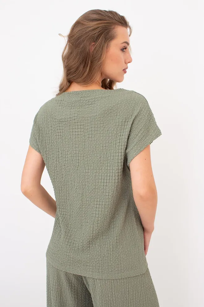 Комплект из жатой ткани (футболка и штаны) WHISPERED FOLDS 5123/260 Giulia (mint green), зелёный