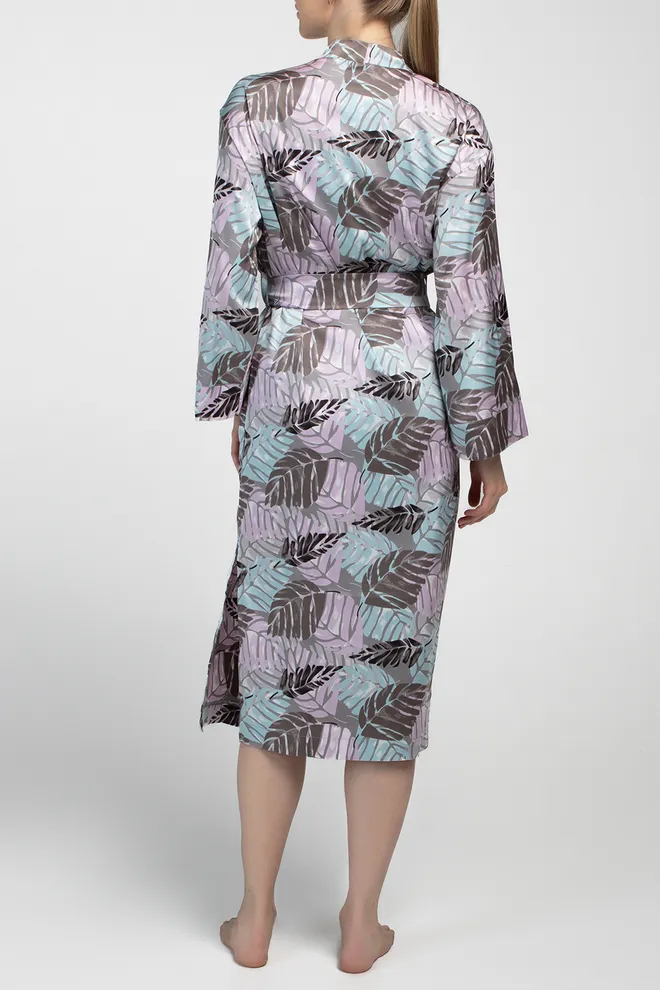 Халат на запах с принтом LEAFSONG 7338/050 Giulia (mokko print), коричневый