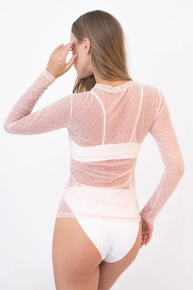 Лонгслив из сетки в горошек AIR MESH 7001/070 Giulia (pale pink), розовый