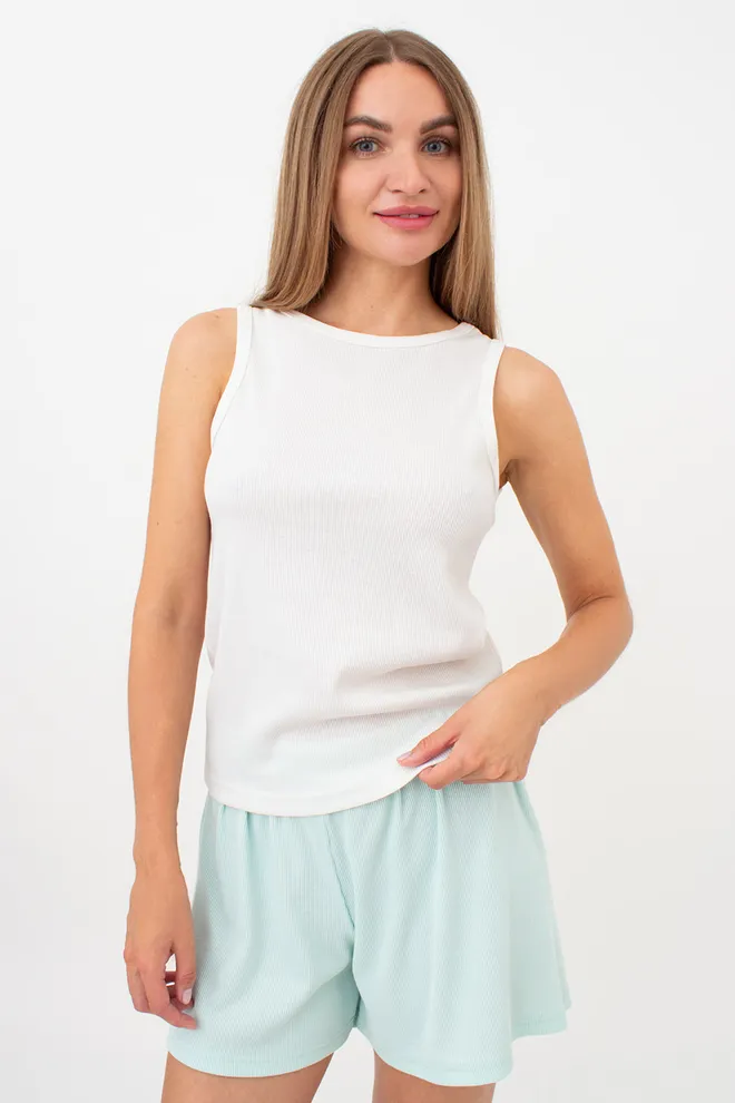 Майка женская в рубчик на широких бретелях RIB 3808/010 Giulia (milk), белый