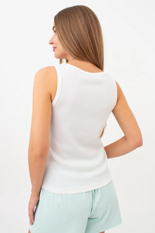 Майка женская в рубчик на широких бретелях RIB 3808/010 Giulia (milk), белый