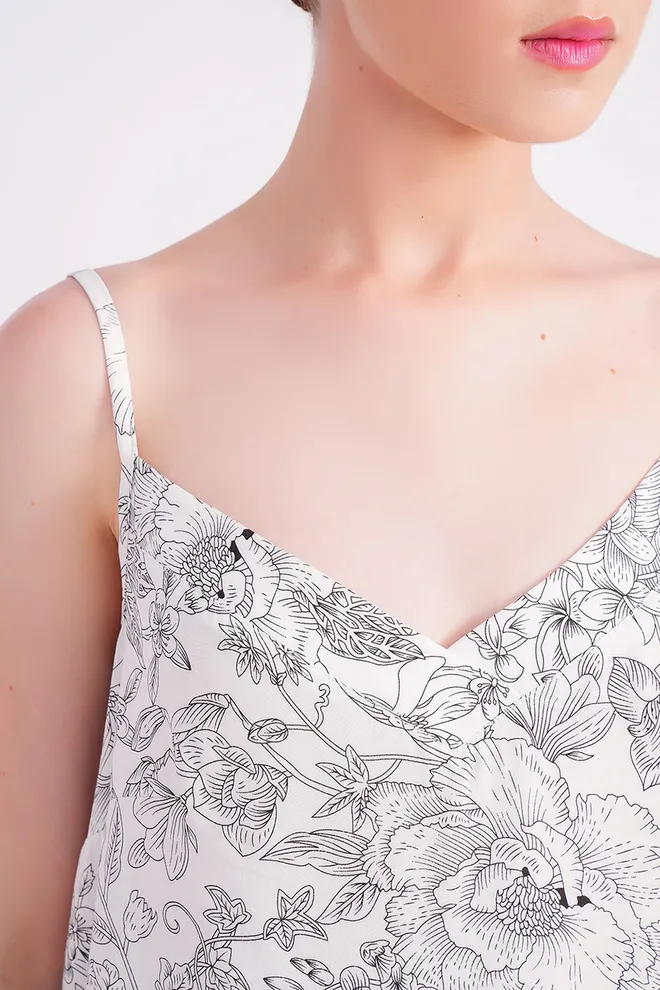 Пижама (майка и шорты) FLOSSED IN FLOWERS 6041/040 Giulia (white/black floral print), белый