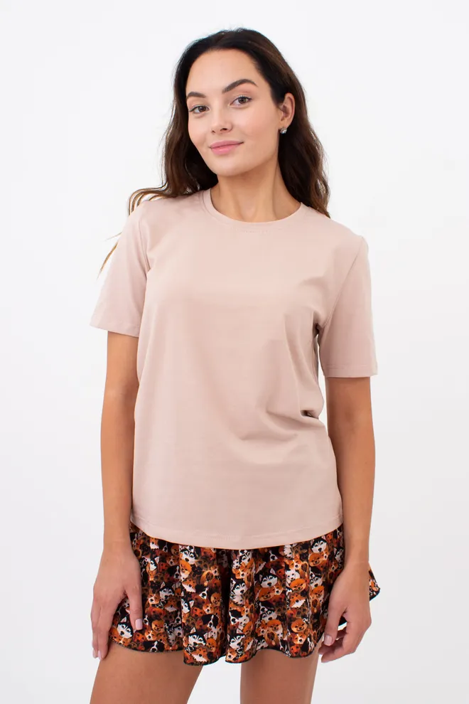 Пижама футболка и шорты с принтом собачки FUNKY DOGS 6126/010 Giulia (creamy beige/dog), бежевый