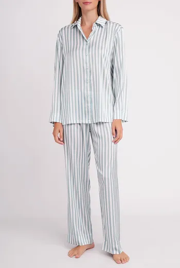 Пижама в полоску NAP QUEEN 5902/050 Giulia (white/grayish teal), белый/зеленый Пижама в полоску NAP QUEEN 5902/050 Giulia (white/grayish teal), белый/зеленый