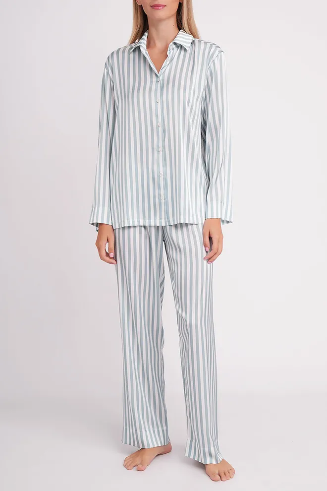 Піжама в смужку NAP QUEEN 5902/050 Giulia (white/grayish teal), білий/зелений