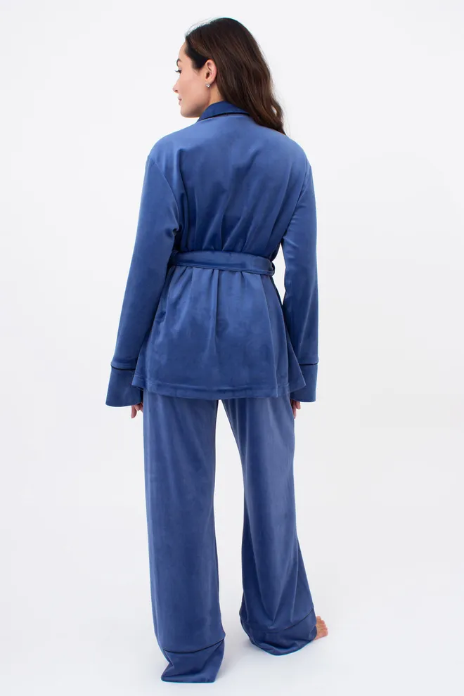 Комплект штаны и кофта на пуговицах с поясом SOFT WINTER 5509/080 Giulia (denim), синий