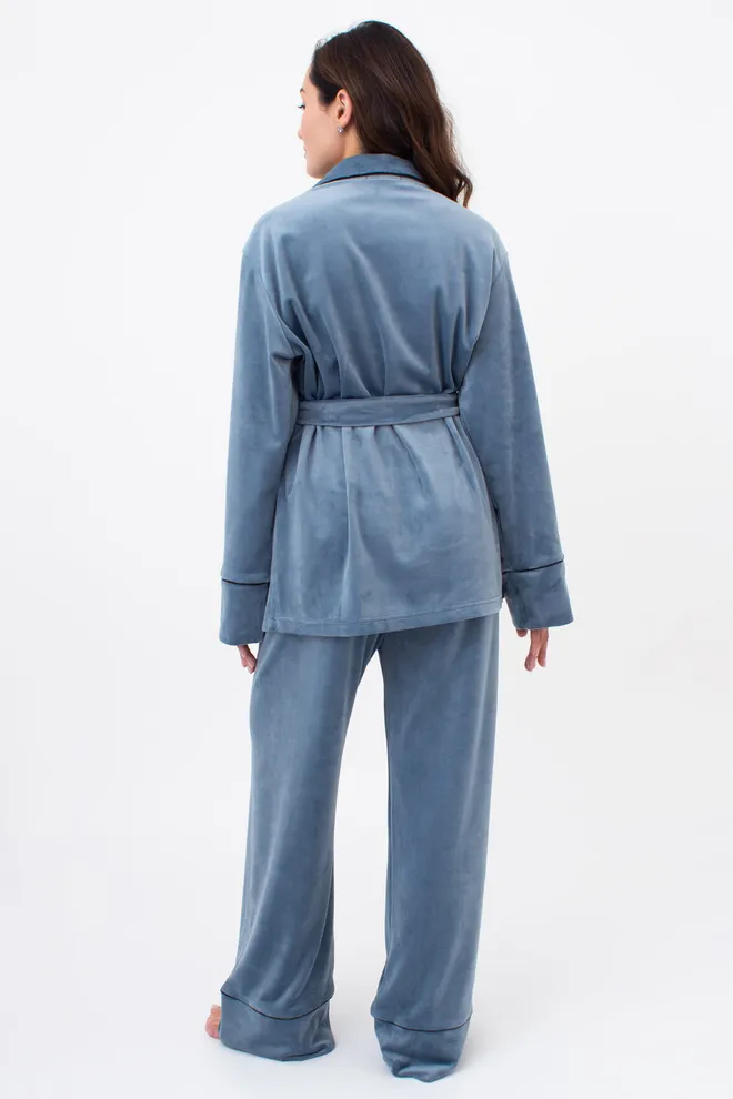 Комплект штаны и кофта на пуговицах с поясом SOFT WINTER 5509/080 Giulia (smoky blue), голубой