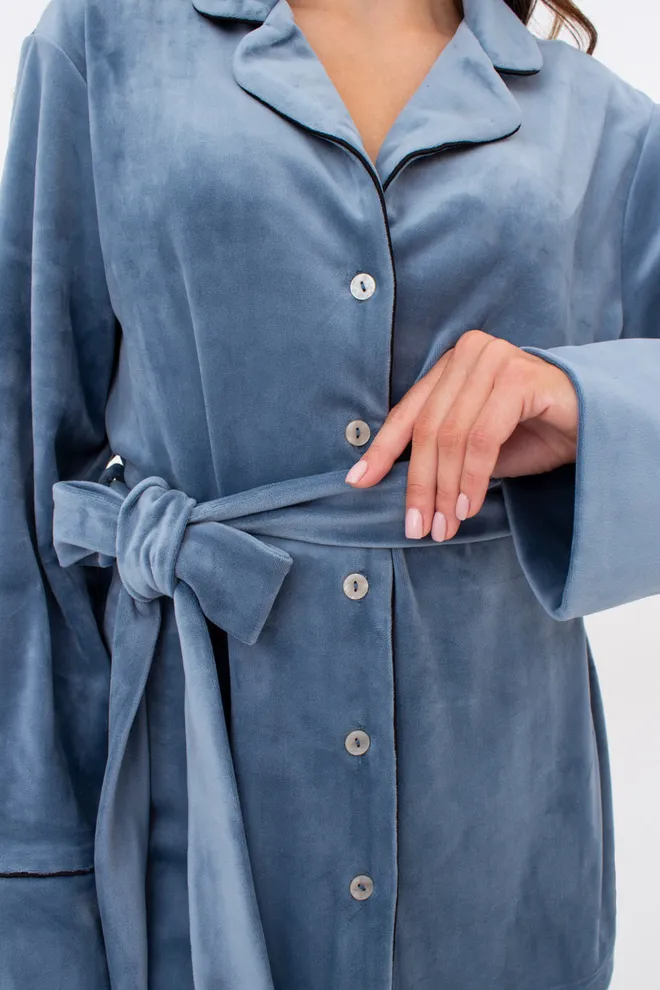 Комплект штаны и кофта на пуговицах с поясом SOFT WINTER 5509/080 Giulia (smoky blue), голубой