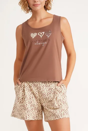 Хлопковая пижама WHISPER HEARTS 6040/010 Giulia (pale yellow/brown hearts/mokko), желтый/коричневый Хлопковая пижама WHISPER HEARTS 6040/010 Giulia (pale yellow/brown hearts/mokko), желтый/коричневый