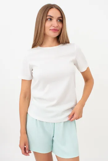 Футболка женская в рубчик RIB 4804/010 Giulia (milk), белый Футболка женская в рубчик RIB 4804/010 Giulia (milk), белый