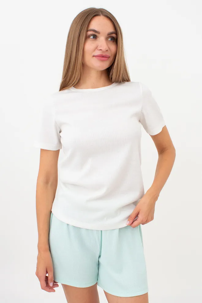 Футболка женская в рубчик RIB 4804/010 Giulia (milk), белый