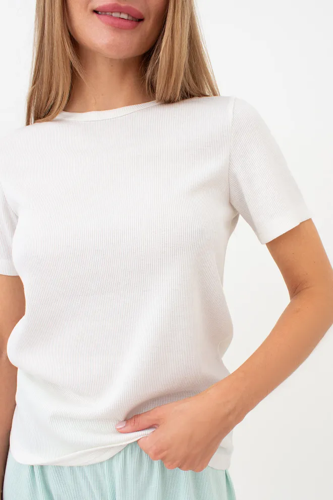 Футболка женская в рубчик RIB 4804/010 Giulia (milk), белый