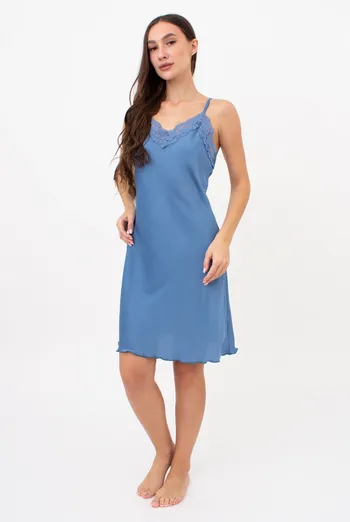 Шелковая ночная сорочка HELENA 8011/051 Giulia (light blue), голубой Шелковая ночная сорочка HELENA 8011/051 Giulia (light blue), голубой