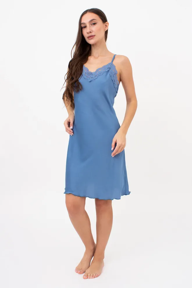 Шелковая ночная сорочка HELENA 8011/051 Giulia (light blue), голубой