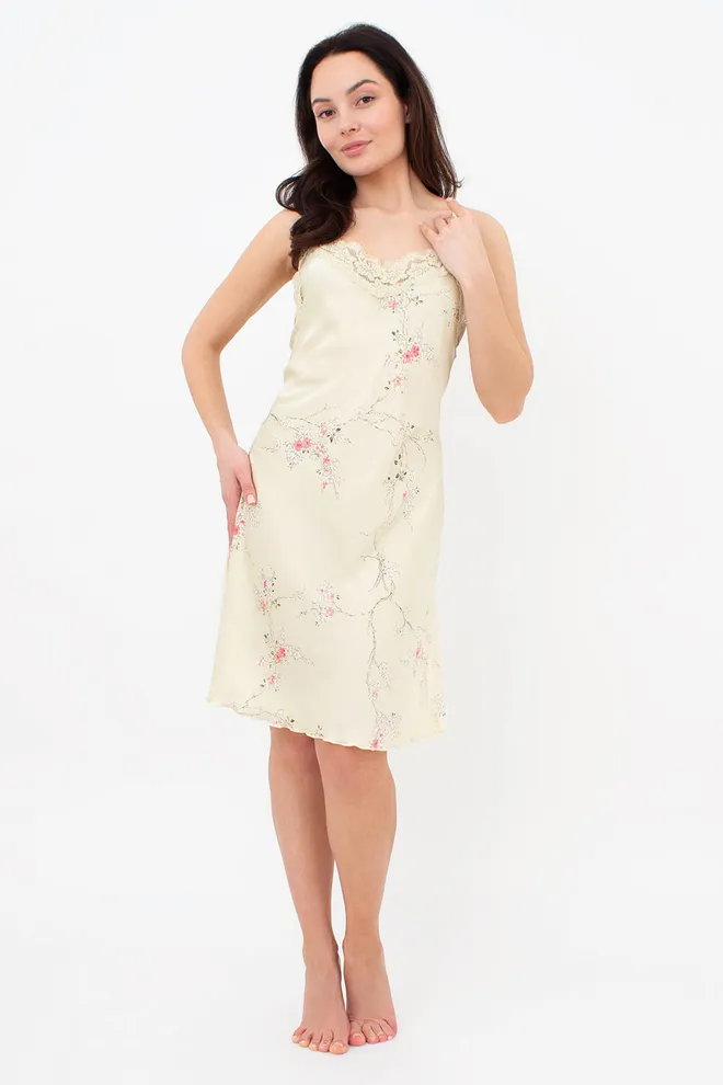 Шелковая ночная сорочка SAKURA 8011/051 Giulia (light yellow), желтый